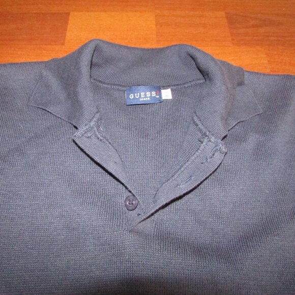 GUESS? Jeans Dark Blue Polo Sweater - Large - Picture 4 of 9